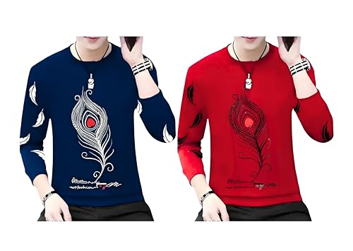 Image of Men Round Neck Cotton Blend Stylish Printed T-Shirt