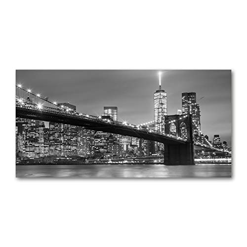 Tableau New York de nuit en noir et blanc - Impression sur toile Tulup 100x50 cm