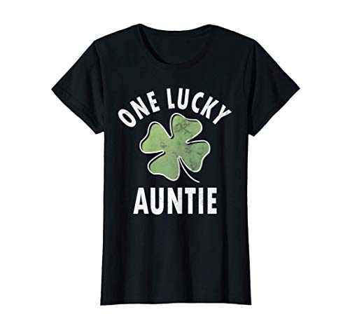 Donna One Lucky Auntie Shirt Funny Saint Patricks Day Gift Maglietta