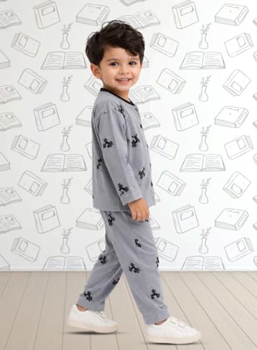 Image of 3BROS Cotton Bodysuit Dress with Full Pajama and Full Sleeves Night Suit Top Combo Set for Boys & Girls Baby Home Wear and Sleepwear Pack of 1