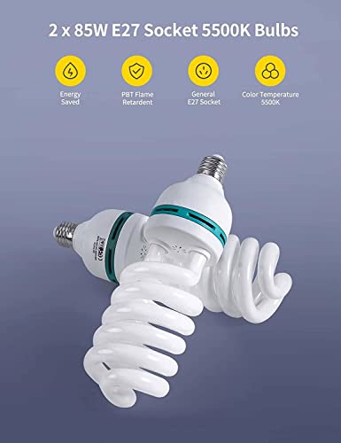 Raleno Softbox Photography Lighting Kit 20"X28" Photography Continuous Lighting System Photo Studio Equipment With 2Pcs E27 Socket 5500K Bulb Photo Model Portraits Shooting Box #TOP2