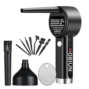 oBiun 2-in-1 tragbarer Mini-Staubsauger & und Staubentferner leistungsstark. Luftduster, gasfrei, kabellos und mit 2…