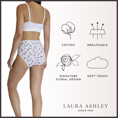 Image of Laura Ashley Women's Cotton Brief Underwear Set, High-Waisted Panties for Women, 5-Pack