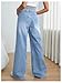 MakeMeChic Women's Maternity Jeans Over Belly Comfy Stretch Wide Leg Denim Pants Slim Pregnancy Pants Light Wash Medium