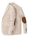 Mens Elbow Patch Blazer Corduroy Casual Sport Coat Vintage Single Breasted Winter Business Blazer Beige XXL