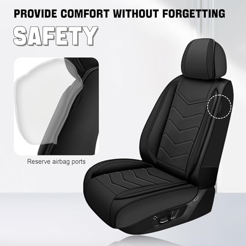 Image of Car Seat Cover for Jeep Wrangler 2000-2026, Seat Covers Full Set,Non-Slip Waterproof seat Cover,Wear-Resistant Nappa Leather car seat Covers. (Standard 5 Seats /Pure Black)