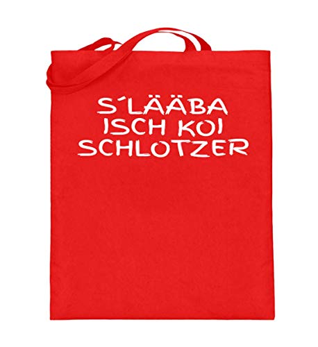 Sac en toile de jute rouge rubis imprimé souabe ländle avec longues anses