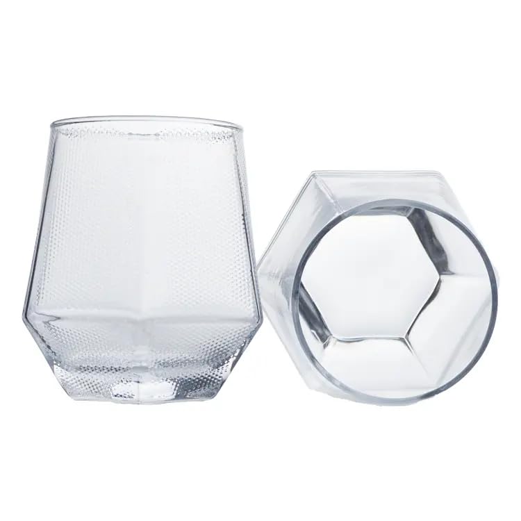 Image of Whiskey Glasses Set of 6 pcs- 300 ml Bar Glass for Drinking Bourbon, Whisky, Scotch, Cocktails, Cognac- Old Fashioned Cocktail Tumblers (2, Flate)