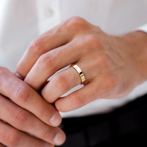 STARCHENIE 18K Gold Plated Ring for Men Women Solid 925 Sterling Silver 2MM 3MM 4MM 5MM 7MM 8MM Wedding Band Comfort Fit High Polish2