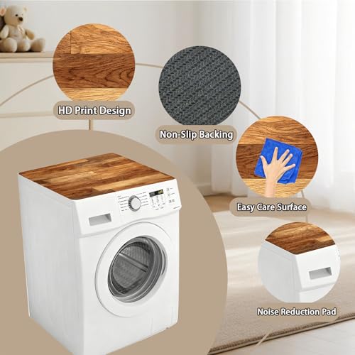 Image of Washer Dryer Top Cover Mat, Non-Slip Laundry Room Decor, Laundry Room Kitchen Appliance Decor Protector Universal 23.6 inchx19.7 inch (Wood Grain 2)