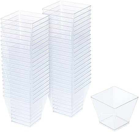 STACKABLES ~ Pack of 40 Small Dessert Cups ~ 59ml Mini Desserts Cup Cubes ~ Multi-Use Appetizer Bowl ~ Reusable Party Pudding Cup Set
