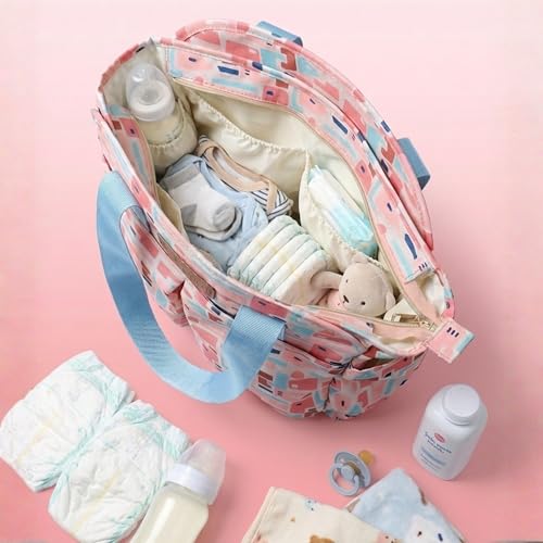 Image of VISMIINTREND Diaper Tote Bags for Mother | Materinity Travel Handbags | Multi Pockets Water Resistant Diaper Bags | Hospital Messenger Bags for New Mom | Gift for New Born Baby & Girl