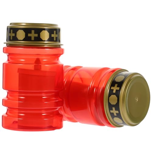 Yardenfun 2 pezzi LED Candela Lampada da Preghiera Batteria Luce Decorativa Rosso Tremolante Senza Fiamma per Esterni Chiesa Cimitero e Feste Natalizie