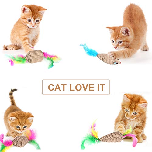 mewmewcat 7 PCS Cat Scratch Toy Interactive Cardboard Chew Toys Variety Pack Set incluindo Feather M