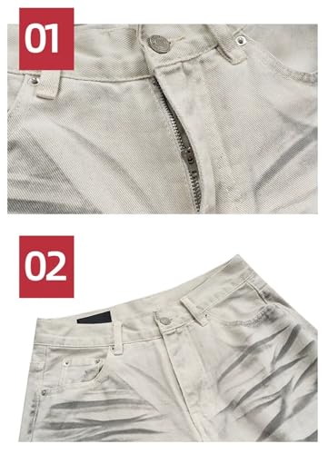 Men's and Women's Jeans Retro Pants Print High Street Wash Hole Jeans2