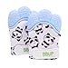 Paquet de 2 gants de dentition en silicone de qualité alimentaire, mitaine de dentition pour bébés, jouets de dentition pour bébé… (Bleu)