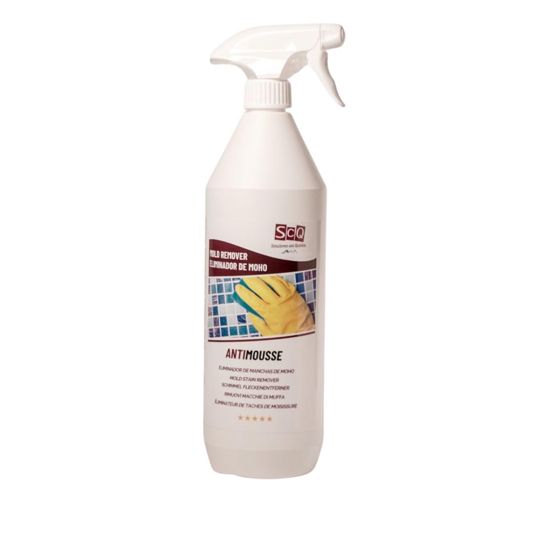 Limpiador antimoho 1L - Elimina manchas de moho, quita manchas humedad y suciedad orgánica, Elimina moho en juntas azulejos, baldosas, silicona, ducha, antimoho para baño,Paredes,Interior y Exterior Compact by Design (certificación desarrollada por Amazon)