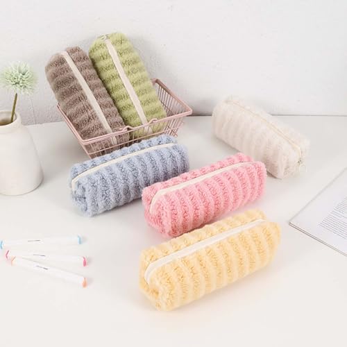 Image of Small Pencil Pouch Makeup Plush Pen Bag Women Office Stationery Mini Comestic Bags