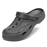 SOSOWHLTE Mens and Womens Arch Support Clogs,Fashion Comfort Garden Shoes,Outdoor Beach Slippers Dark Grey Size 6.5-7 Female,5-6 Male