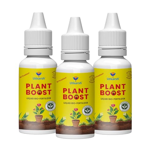 Utkarsh Plant Boost - Liquid Bio Fertilizer, Organic Growth Booster for Faster, Healthier Home Garden Plants, Ideal for Vegetables, Flowers, Herbs & Promotes Healthy Roots (Pack of 3 of 50 ml)