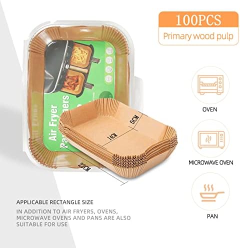 Air Fryer Liners Rectangle 8.7*5.5in Air Fryer Disposable Paper Liners for Ninja Air Fryer, Parchment Paper Liners Oil-Proof, Water-Proof, Compatible with Ninja AF300UK AF400UK(100PCS)