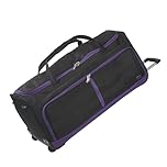 Aerostar 24" Small Lightweight Duffle 2 Wheel Travel Bag Holdall Suitcase Check-in Luggage All Terrain (60L, Purple on Black)