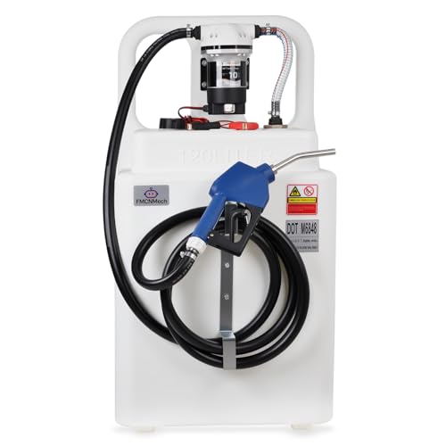 Image of FMCNMech 32 Gallon Portable DEF Transfer Tank with 12V 10GPM Electric Pump, Dual-Wheel Design, Auto Shut-off Stainless Steel Nozzle, LLDPE Diesel Exhaust Fluid Caddy for Trucks, Farm Tractors & Fleets