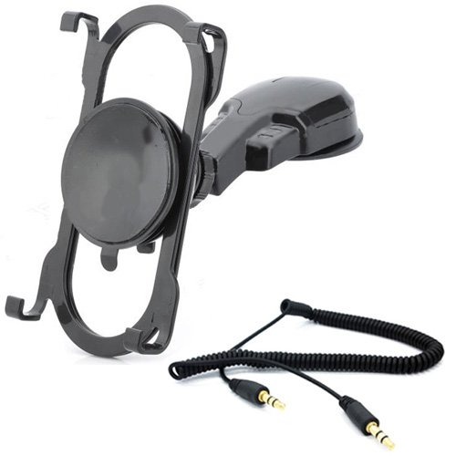Car Mount Dashboard Tablet Holder Dock + 3.5Mm Aux Coiled Cable Audio Adapter Wire For Samsung Galaxy Note 10.1 (2014 Edition), Ativ Tab, Galaxy Tab 4 7.0 #TOP17