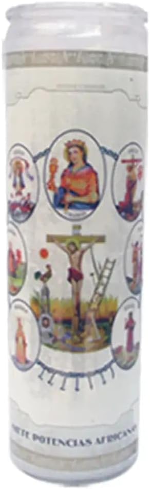 7 Potencias Africanas White Spiritual Candle – Tall Unscented Devotional Candle for Protection, Wisdom, and Healing Rituals (Pack of 12)