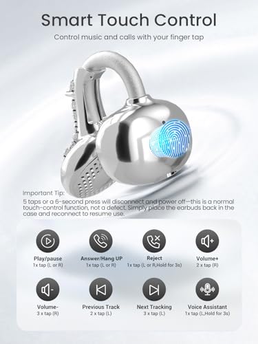 JewelPods C3 Wireless Bluetooth Earbuds, Jeweled Open-Ear Headphones, SLV — view 6