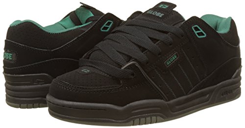 Image of Globe Fusion Skateboard Shoes, Black Black Black Sea Green, 10.5