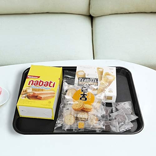Annkky Plastic Food Trays for Serving, Set of 6 Black Restaurant Trays