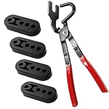 Covzoe Exhaust Hanger Removal Pliers and 4 Pieces 4 Hole Hanger Rubber Kit, Universal Muffler Rubber Bracket Separation Exhaust Pliers Suitable for Most Car Pipe Exhaust Hangers