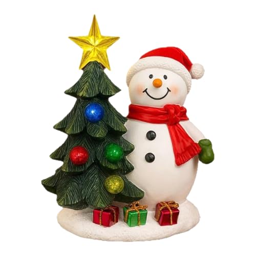 Mppchhn Figuras Navideñas | Escultura Iluminada de Árbol de Navidad y Muñeco de Nieve - Decoración Hogar Estantería Salón Fiestas Vitrina - Expositor Salón Dormitorio Librería Mesilla Noche