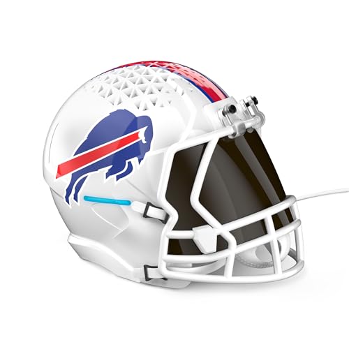 Image of NFL Echo Dot Bundle: Includes Echo Dot | Glacier White and Limited-Edition NFL Helmet Stand | Buffalo Bills