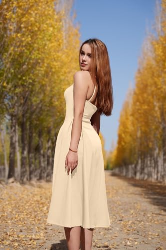 Image of Memoriesea Women's Elegant Square Neck Swing A Line Wedding Evening Party Midi Dress