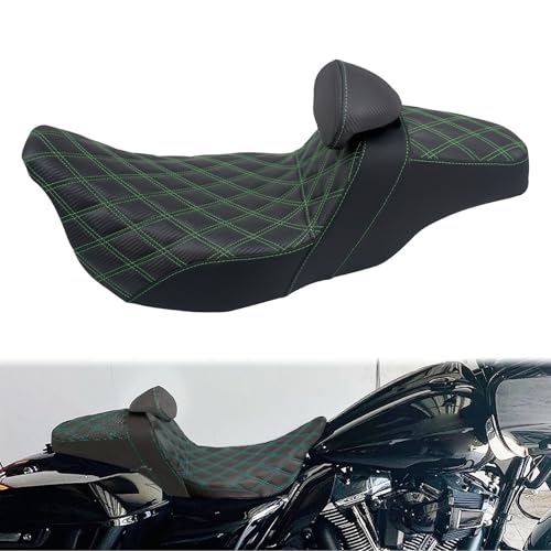 One-Piece Driver Passenger Seat Motorcycle 2-up Seat With Driver Backrest Cushion Pad Fit for Harley