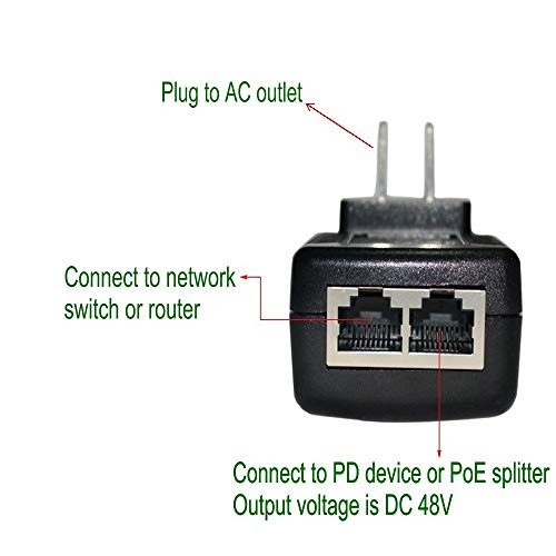 Jeirdus Inyector PoE pasivo de 48 V y 0,5 A, 10 unidades, compatible con IEEE 802.3af, para cámaras IP, puntos de acceso y otros dispositivos de red miniatura 3
