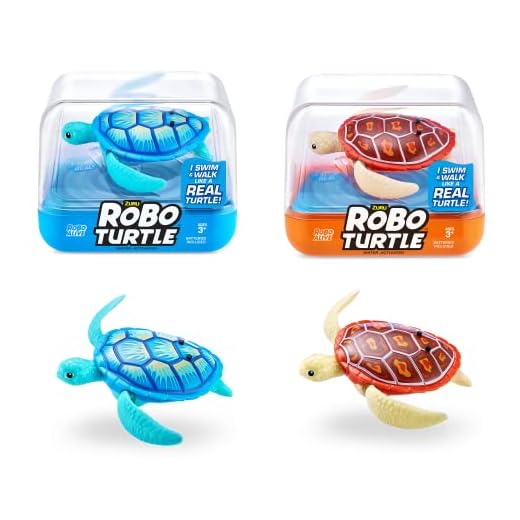 Robo Alive Robo Turtle Robotic Swimming Turtle (Orange + Blue) by ZURU Water Activated, Comes with Batteries, Amazon Exclusive (2 Pack)