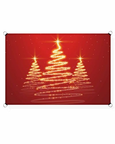 Boanket Sun Shade Sail 14' x 18', Christmas Large Heavy Duty Outdoor Shades Sun Screen, Yellow Christmas Tree Xmas Red Shade Cloth for Patio Deck Terrace Garden Lawns Beach Backyard