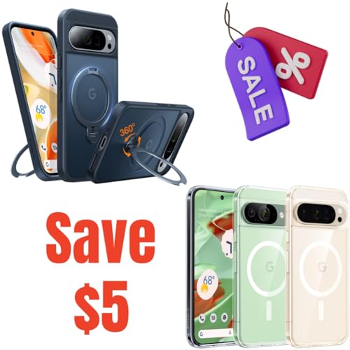 TORRAS 360°Spin Magnetic Stand & Magnetic Clear Case for Google Pixel 9 Pro Case/Pixel 9 Case