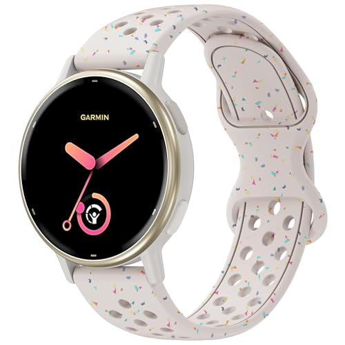 Laband 20mm Colorful Sport Silicone Watch Band Compatible With Garmin Vivoactive 6/Vivoactive 5/3/Forerunner 570 42mm/165/55/245/645/Venu Sq 2/Venu Recycled Plastic Soft Strap Replacement for Women