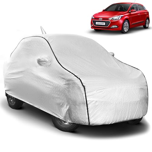 Image of Pivalo Car Cover for Hyundai i20 Elite All Models (2014-2020) 100% Waterproof with Mirror & Antenna Pocket Triple Stitched Bottom Elastic Dustproof Full Body Protection (Heat & UV Resistant, Silver)