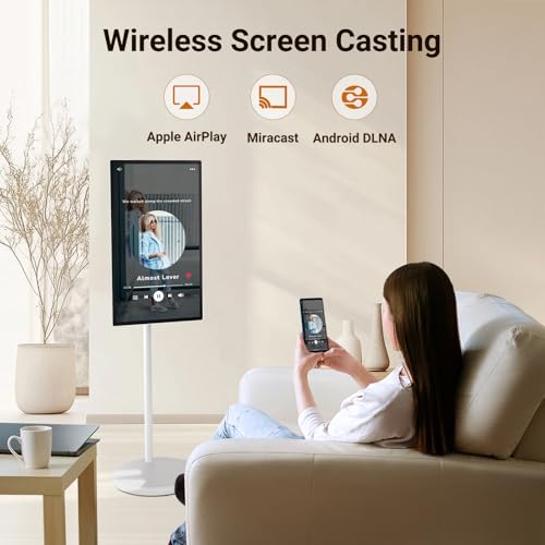Image of 27 inch Rolling TV, EDLA-Certified Portable TV, Android 13, 8 GB +128 GB, Built-in 20,000 mAh Battery, 14H Playtime, Wireless Casting,10-Point Touch Screen Monitor for Home, Office, Gym