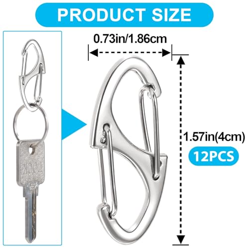 Image of 12pcs Zipper Anti Theft Locks, S Dual Opening Spring Carabiner for Backpacks, Zinc Alloy Zipper Pller Replacement for Camping Hiking Fishing Traveling- Silver