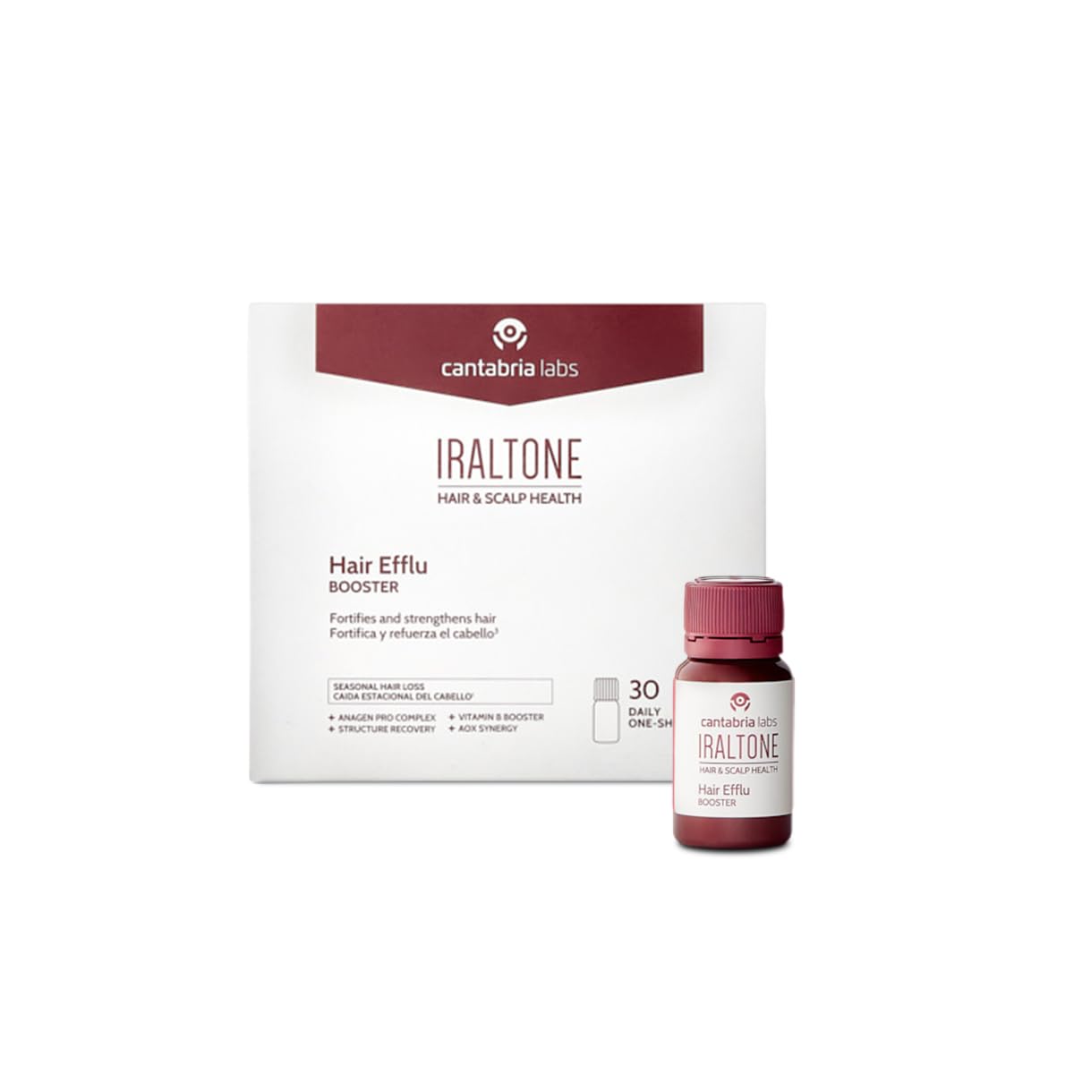 Cantabria Labs - Iraltone Hair Efflu Booster - Formato bebible, 30 uds - Sabor Piña-Colada - Manejo de la Caída Estacional del Cabello