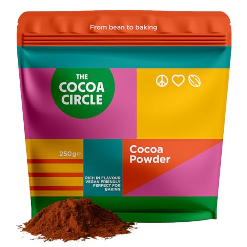 The Cocoa Circle – Cacao en Polvo Alcalinizado 250g | Sin Azúcar | Keto, Low Carb, Sin Gluten | Para Repostería, Bebidas Calientes y Smoothies