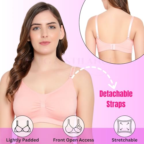 Image of ELEG & STILANCE Maternity Feeding Bra Padded Nursing Bra with Adjustable Straps Easy Baby Breastfeeding New Moms