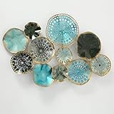 CasaJame Metall Wandobjekt Kreise B90cm türkis Gold grau