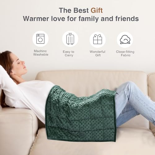 Alomidds Weighted Blanket 7lbs for Adults, Cozy Luxury Breathable Weighted Lap Blanket, Small Weighted Blanket for Travel, Relaxation, Sleeping, Calming, Green, 29" x 24" - Image 6